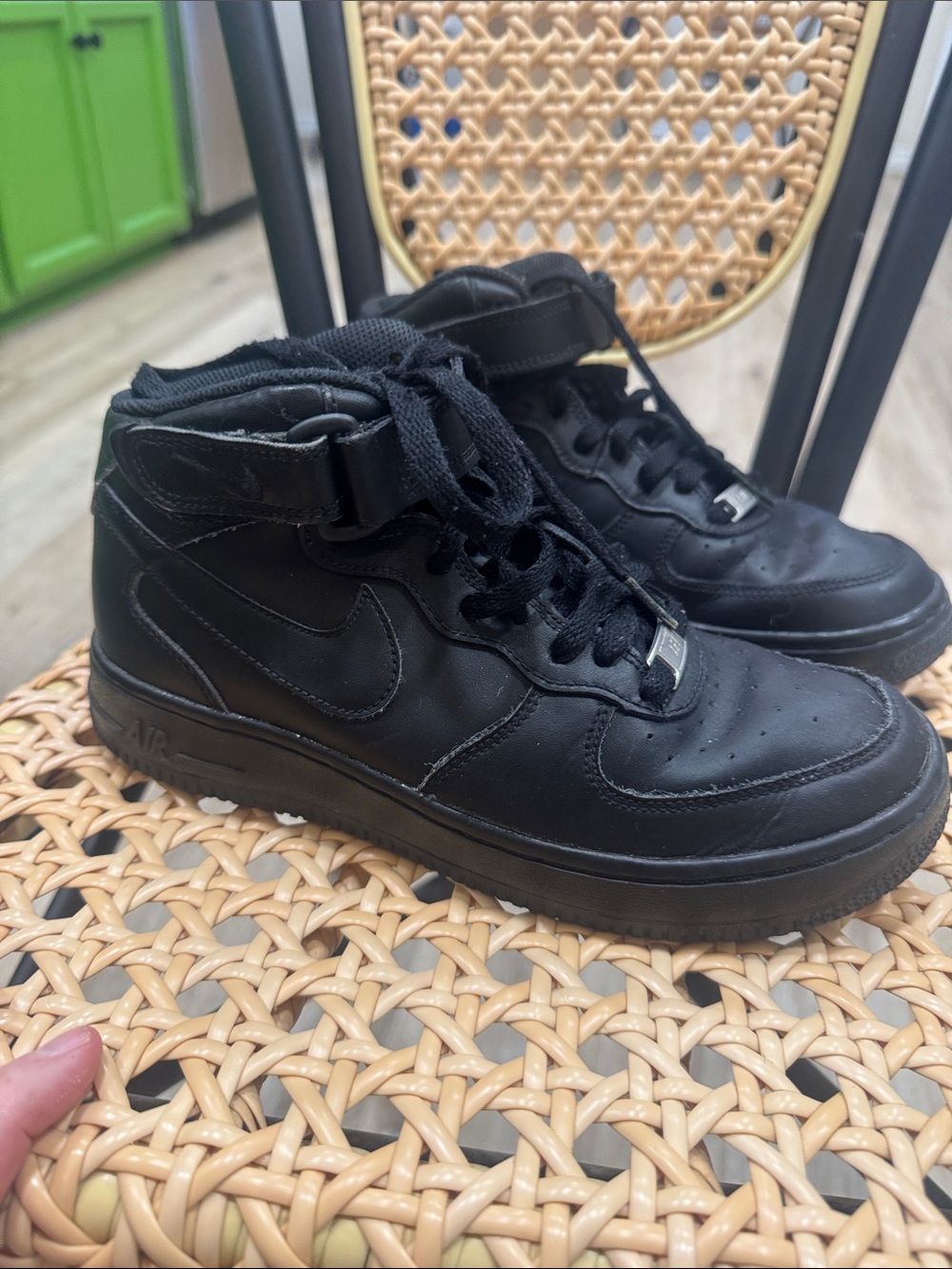 Nike Kids Black High-Top Sneakers with Strap